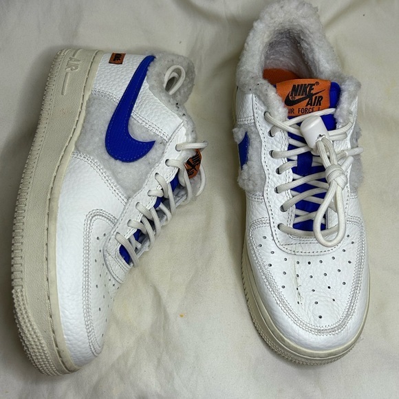 Nike Air Force 1 07 Sherpa fleece W White and Blue Sneakers Size 6.5 - panoramagroup.in